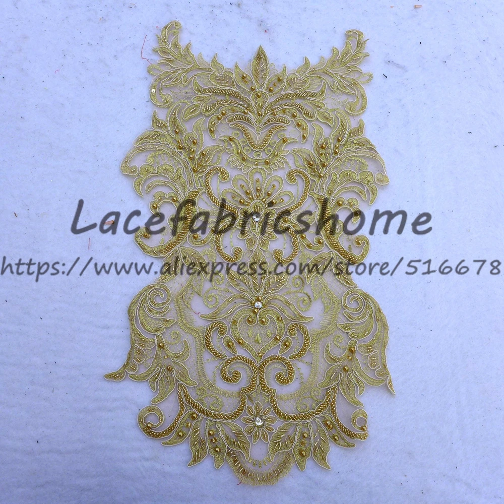 Новинка тяжелые золотые бусины ручной работы на сетчатом шнуре нашивка