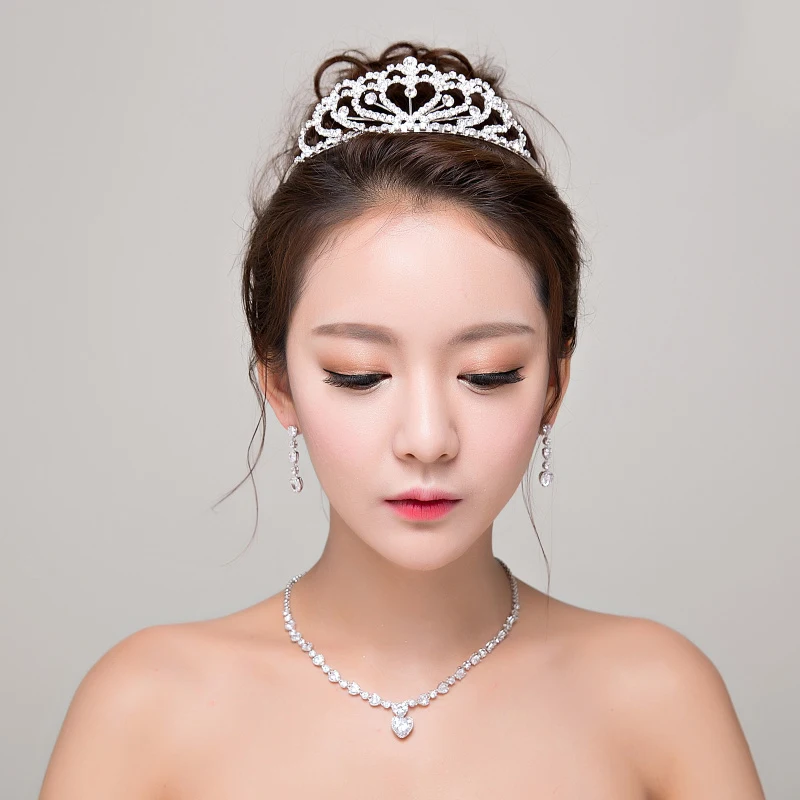 3 шт./компл. принцессы Свадебные Комплекты ювелирных украшений горный хрусталь