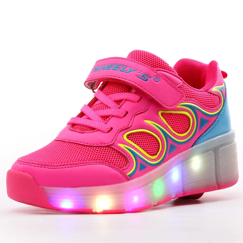 Children Light Roller Shoes Fashion Breathable With LED Lighted Boy &amp Girls Sport Casual Kids Wheels Sneakers BZ043 | Детская одежда