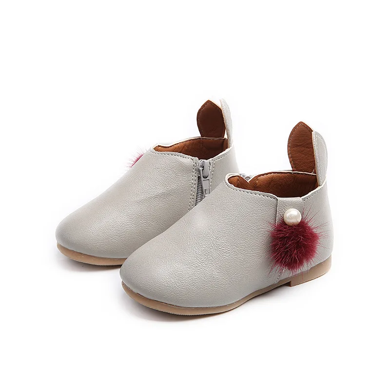 Ботильоны для девочек Осенняя детская обувь с заячьими ушками модная меховым