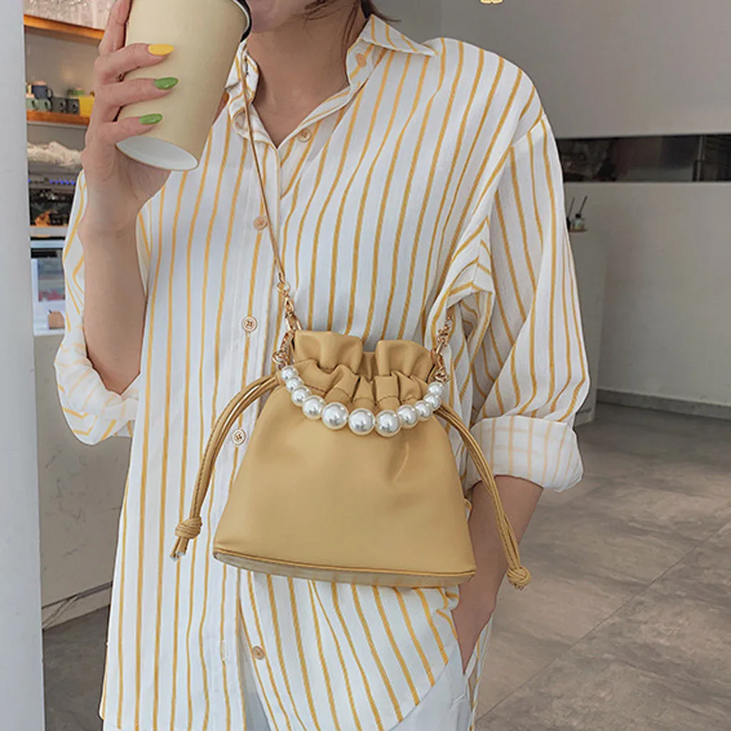 Woman Bag 2019 Summer Chain Small New Pearl Bucket Shoulder Messenger taschen women bolsa masculina sac femme torebka damska | Багаж и