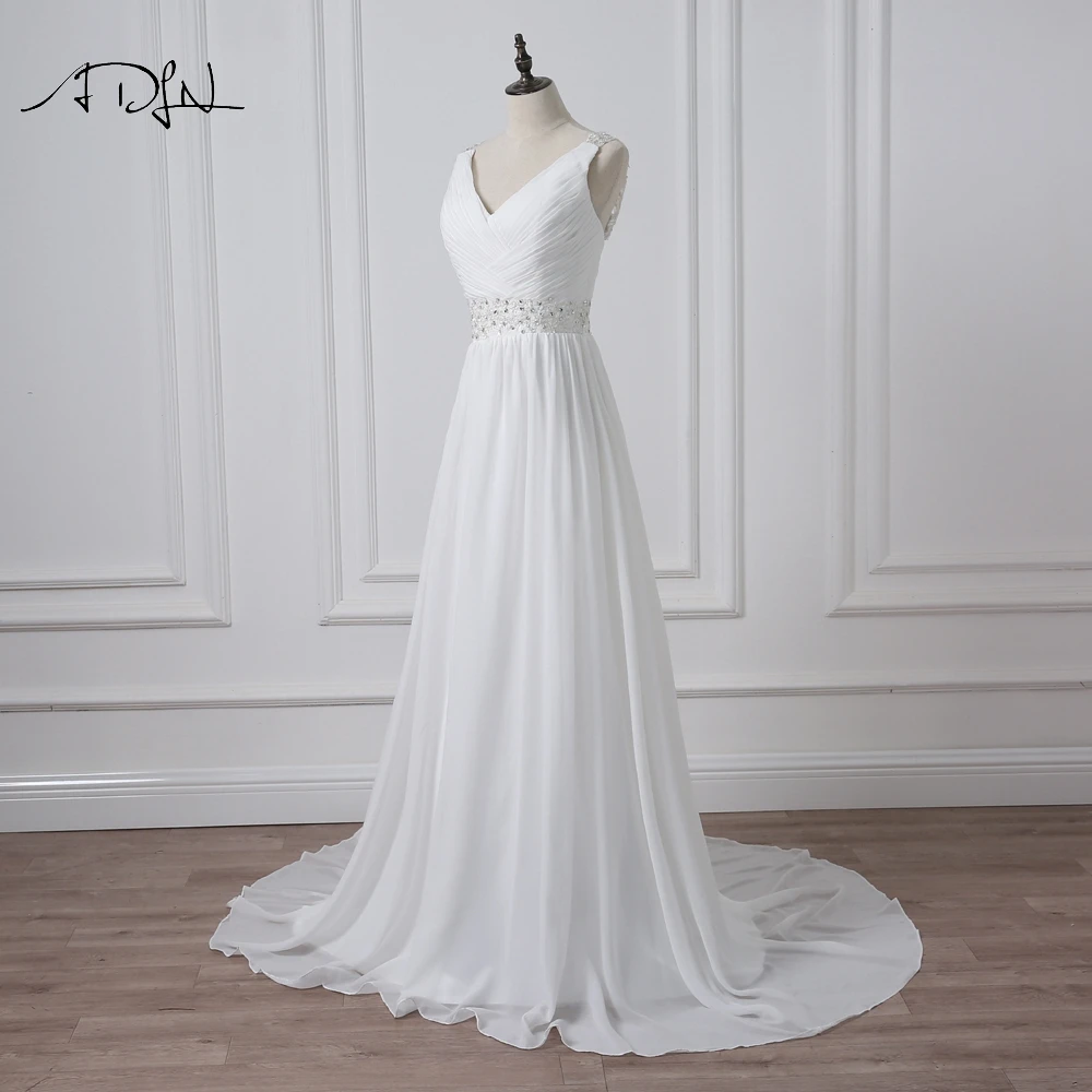 Женское пляжное свадебное платье ADLN шифоновое невесты с V образным вырезом и