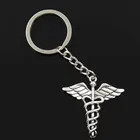 Новинка, модный мужской брелок 30 мм, DIY металлический держатель, винтажная цепочка Caduceus, Медицинский символ Md 40x40 мм, серебряная подвеска в подарок