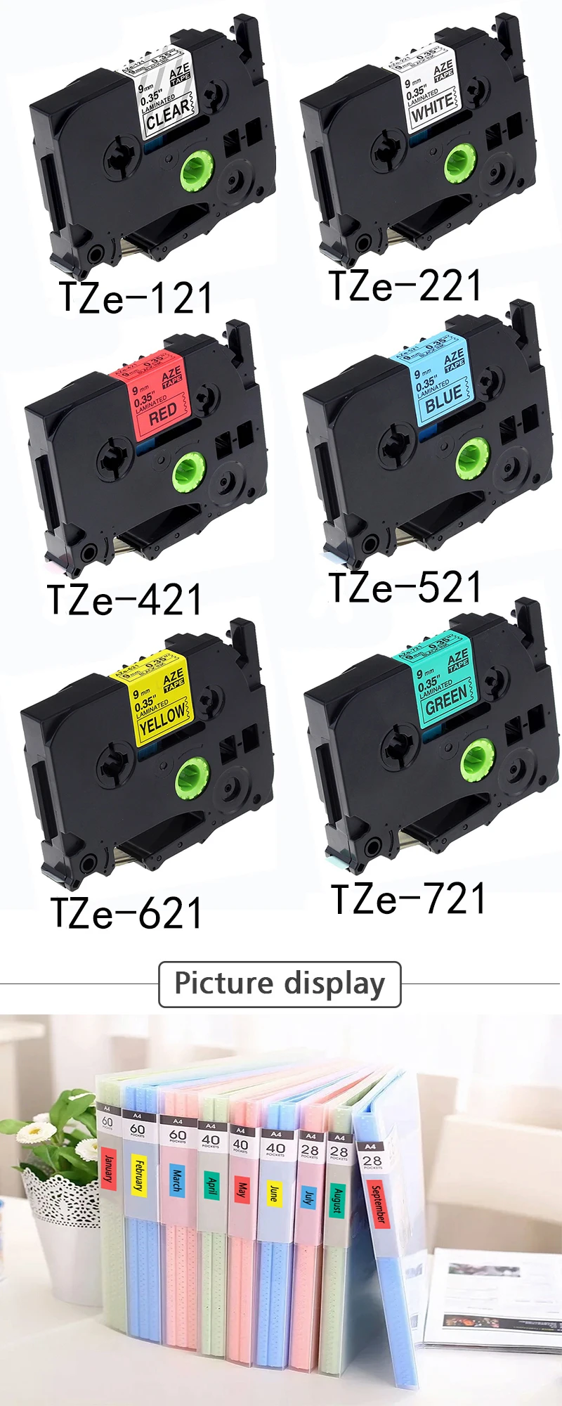Labelife 1 шт. 9 мм TZ лента TZe-221 TZe221 TZ221 TZe 221 совместима с Brother P-Touch Label Maker черный на белом