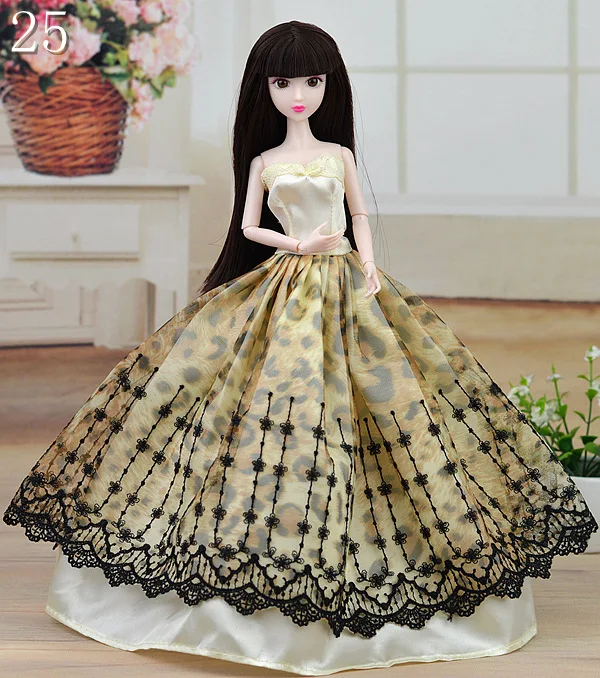 Платье для вечеринки черное желтое леопардовое кружевное модное 1/6|clothes for