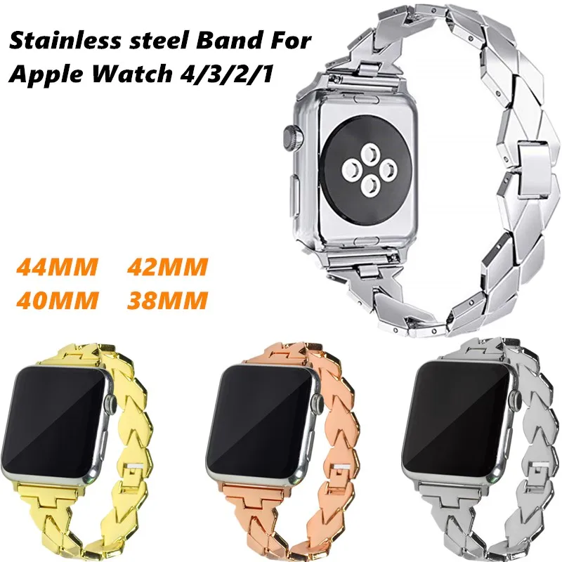 

Роскошный алмаз ремешок для наручных часов из нержавеющей стали для Apple Watch, версии 4/3/2/1 спортивный браслет ремень ремешок для наручных часо...
