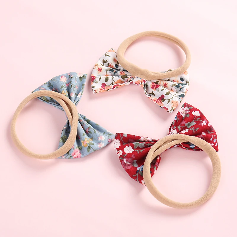 5pcs New Infant Baby Girls Nylon Headbands Cute Knotbows Head Bands Fashion Flowers Print Soft Wraps Hair Wear | Детская одежда и