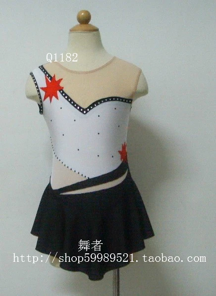 

Professional skating competition dresses black white color figure skate dress for children free shipping customize
