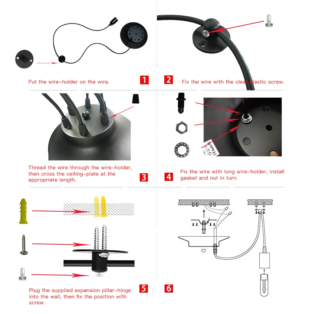 6 Arms винтажный Эдисон несколько регулируемых DIY потолочный светильник-паук