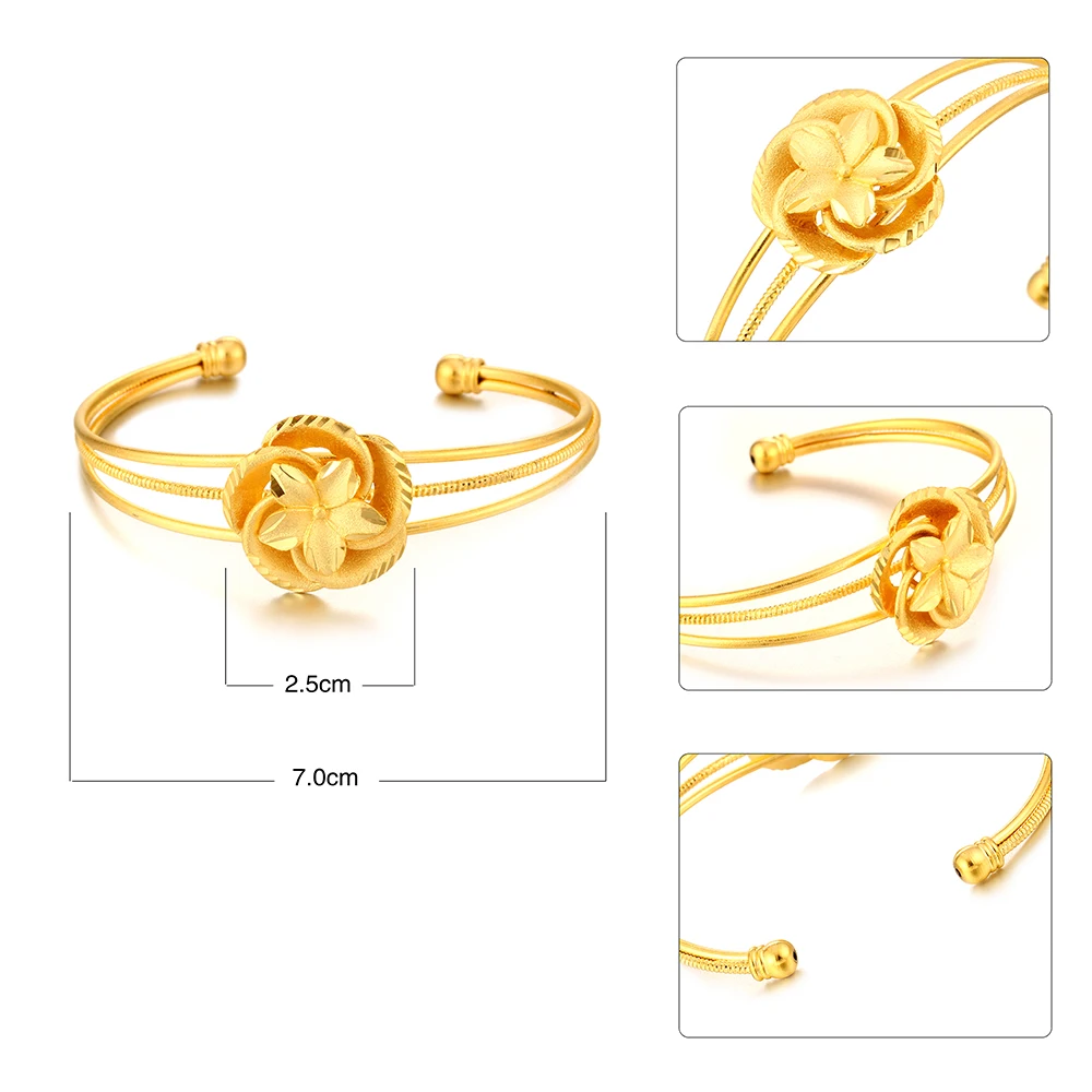 Ethlyn Jewelry Valentine's Day Gifts Gold Color Adjustable Women Bangles Fashion Charming Design B87 | Украшения и аксессуары