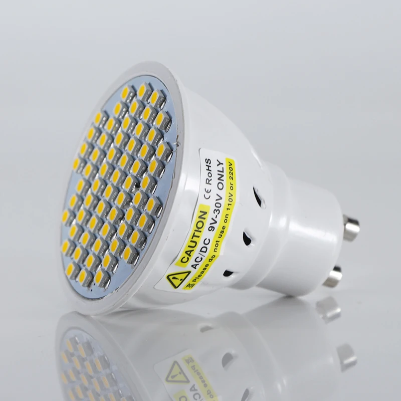 Joneaz 10X ampoule led gu 10 точечных светильников ac dc 12v 24v super 3W 420Lm лампочка лампа 3528 60