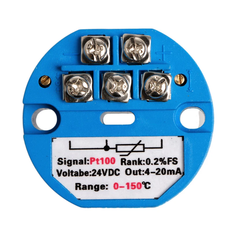 

0-150 Celsius Pt100 Temperature Transmitter 4-20mA Output 0.2% Accuracy Module