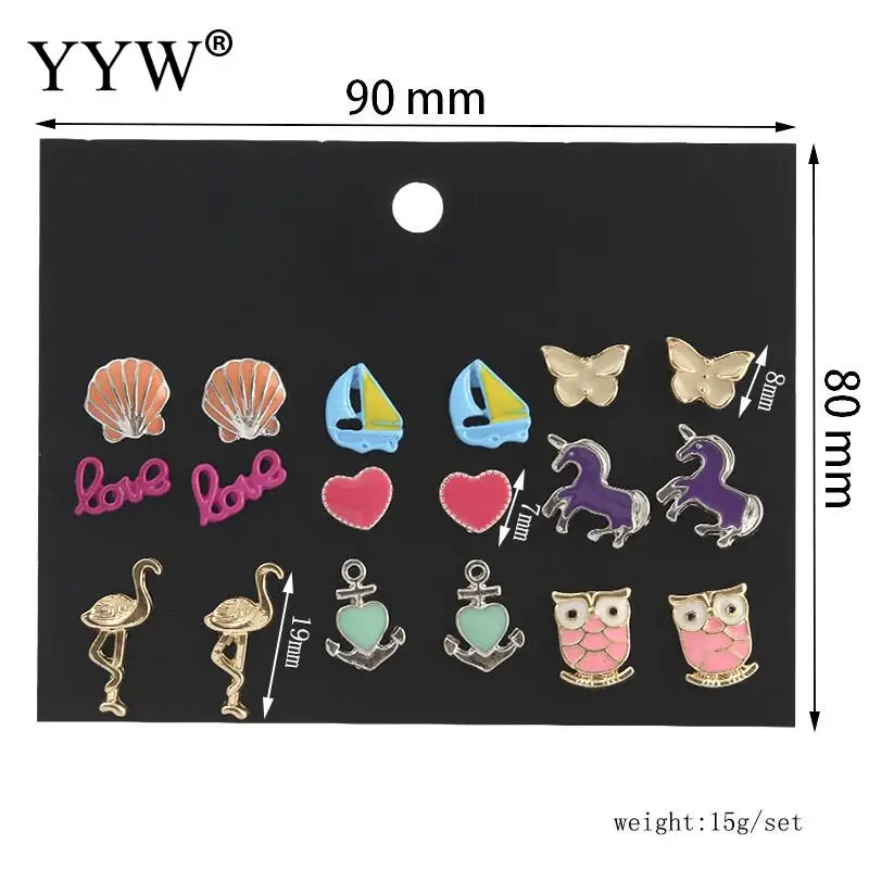 9 пар/лот дизайнерские винтажные милые маленькие серьги гвоздики с изображением