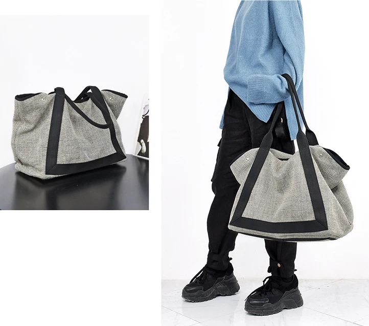 Свободный хлопковый топ-ручка сумка женская Повседневная Большая Ёмкость