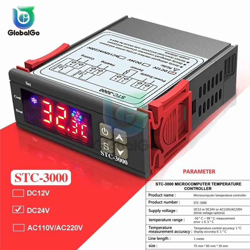 STC-3000 DC 24V Светодиодный цифровой регулятор температуры Термостат терморегулятор Датчик температуры Реле Отопление и охлаждение STC 1000 3000 3008 - Цвет: STC-3000 DC 24V
