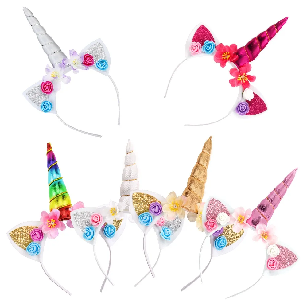 FENGRISE Радуга повязка на голову Единорог вечерние украшения День рождения Дети