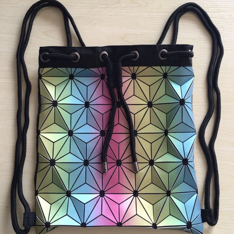 Женский Светящийся рюкзак на шнурке радужные сумки плечо пляжная сумка для