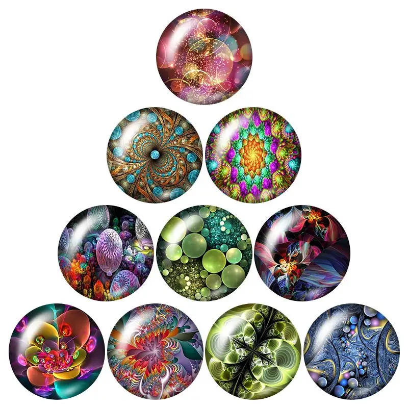 10pcs mixed Красивые вращающиеся точечные узоры 10 шт. микс 12 мм/16 мм/18 мм/25 мм круглые фото стеклянные кабошон демонстрационные с плоской задней частью делая результаты ZB0995 - Цвет: 10pcs mixed
