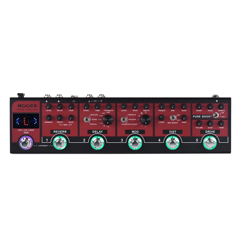 MOOER красный грузовик 6 в 1 комбинированный эффект педаль Boost + Overdrive искажения