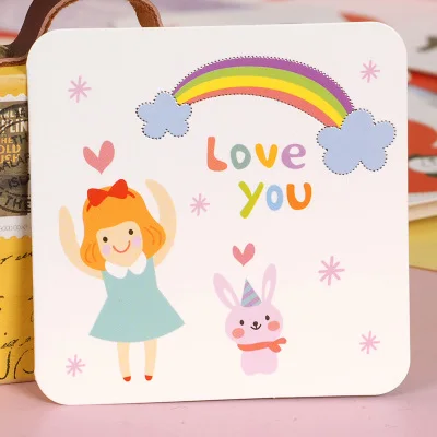 Креативные Kawaii квадратные мини открытки с днем рождения, милые мини подарочные открытки для детей - Цвет: As Picture