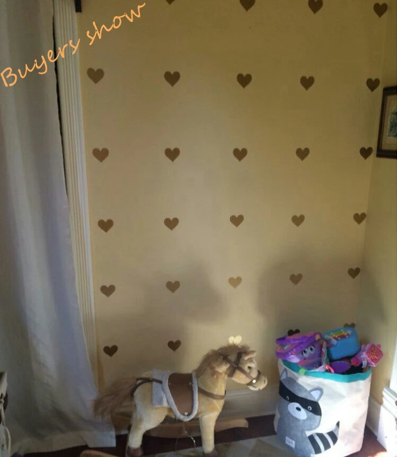 Металлические золотые наклейки на стену в форме сердца виниловые декор для