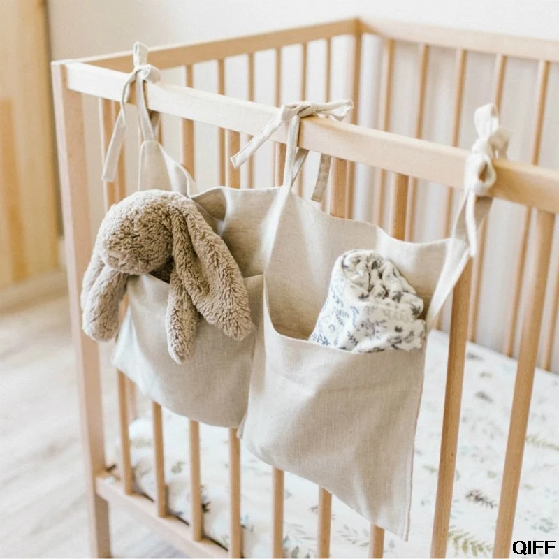 Baby Crib Organizer Bed Hanging Storage Bag For Baby Essentials Multi-Purpose Baby Bed Organizer Hanging Diaper Toys Tissue