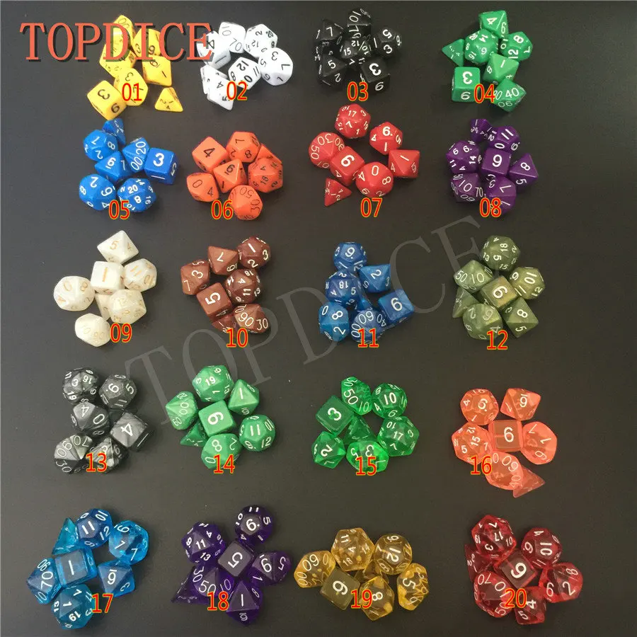 [ Topdice ] 7 шт./компл. многогранные игры для подземелья драконов непрозрачные D4-D20