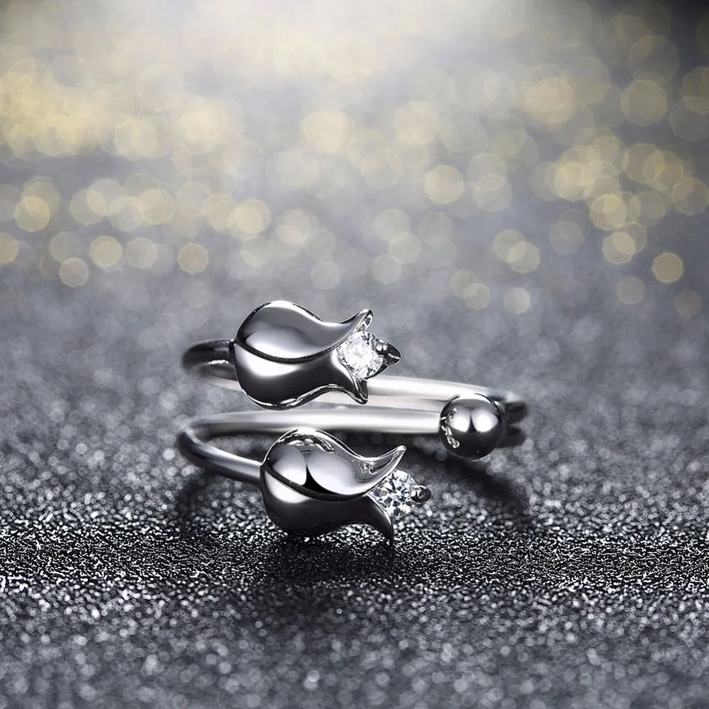 Женское кольцо в форме розы романтичное из стерлингового серебра 925 пробы