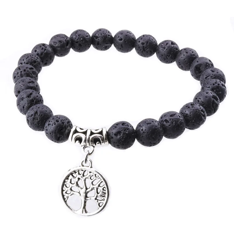 8mm Black Volcanic Lava Stone Opal Beads Essential Oil Perfume Diffuser Bracelet for women jewelry | Украшения и аксессуары