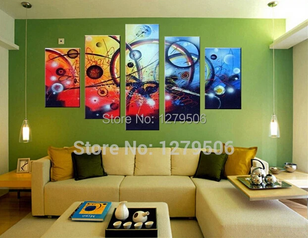 100% Ручная роспись 5 шт./компл. красочные с буфами на рукавах Квадро Decorativos картина