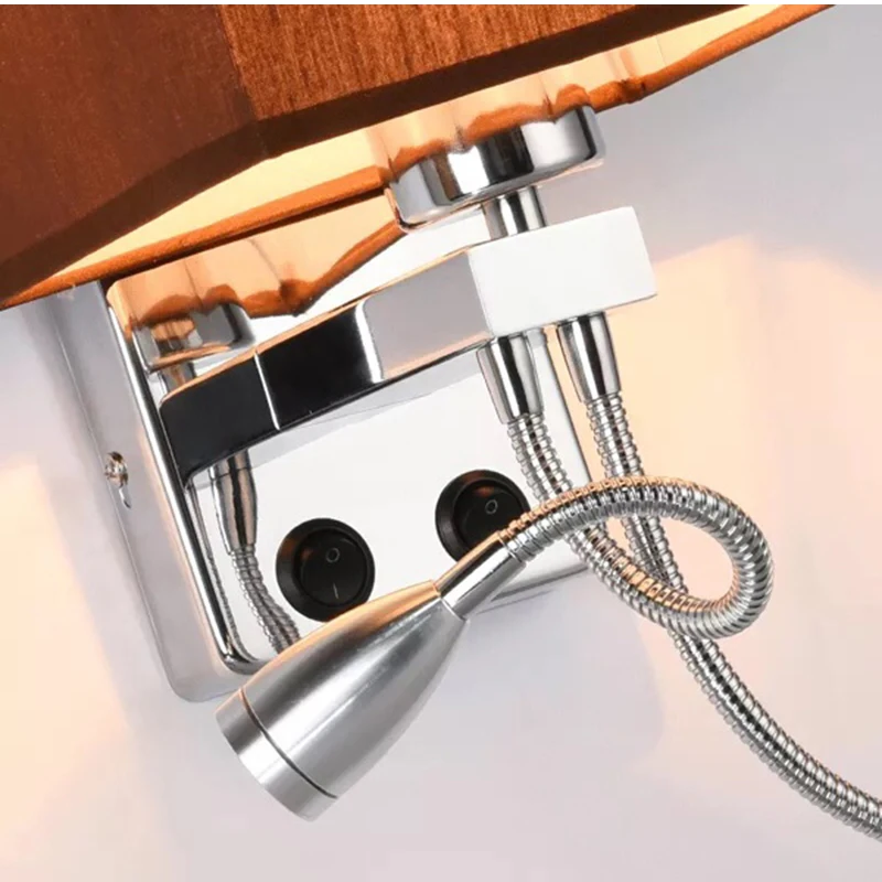 

Modern Led Wall Lamps Hostel Bedroom Night Lamp Tubing Rocker Light Fabric Sconce Bathroom Wall Lights