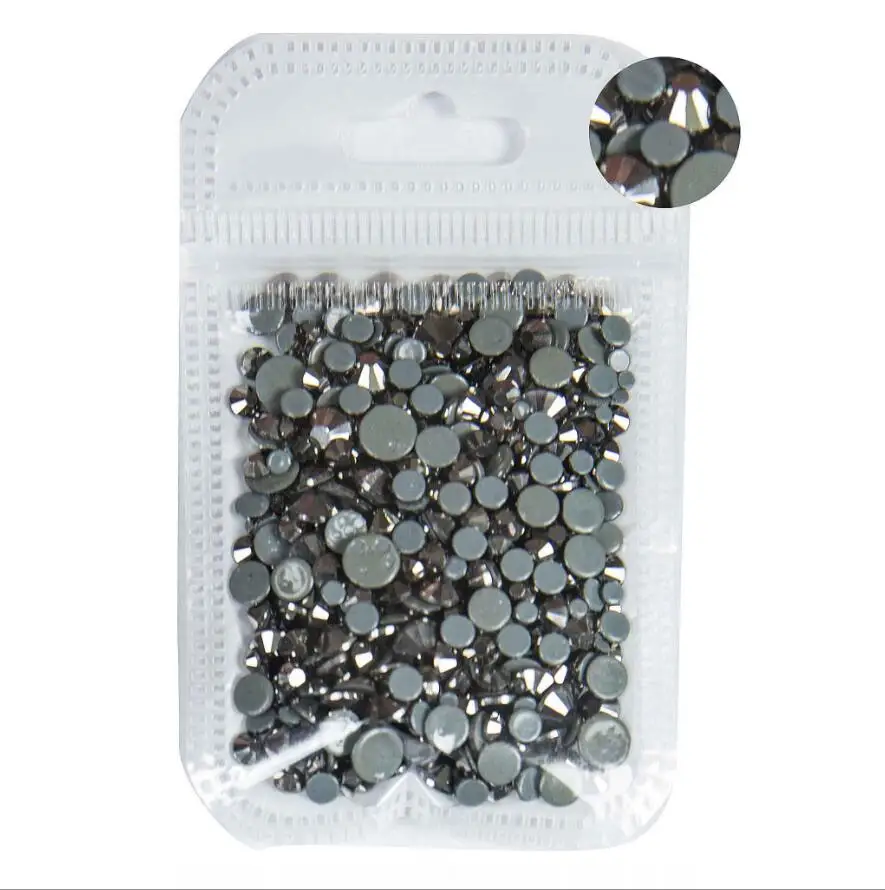 Jet Hematite 10 грамм 30 цветов смешанные размеры, дизайн ногтей горячей фиксации Стразы Кристалл AB, DIY Flatback 3D горячей фиксации стразы стекло украшения ногтей - Цвет: Jet Hematite