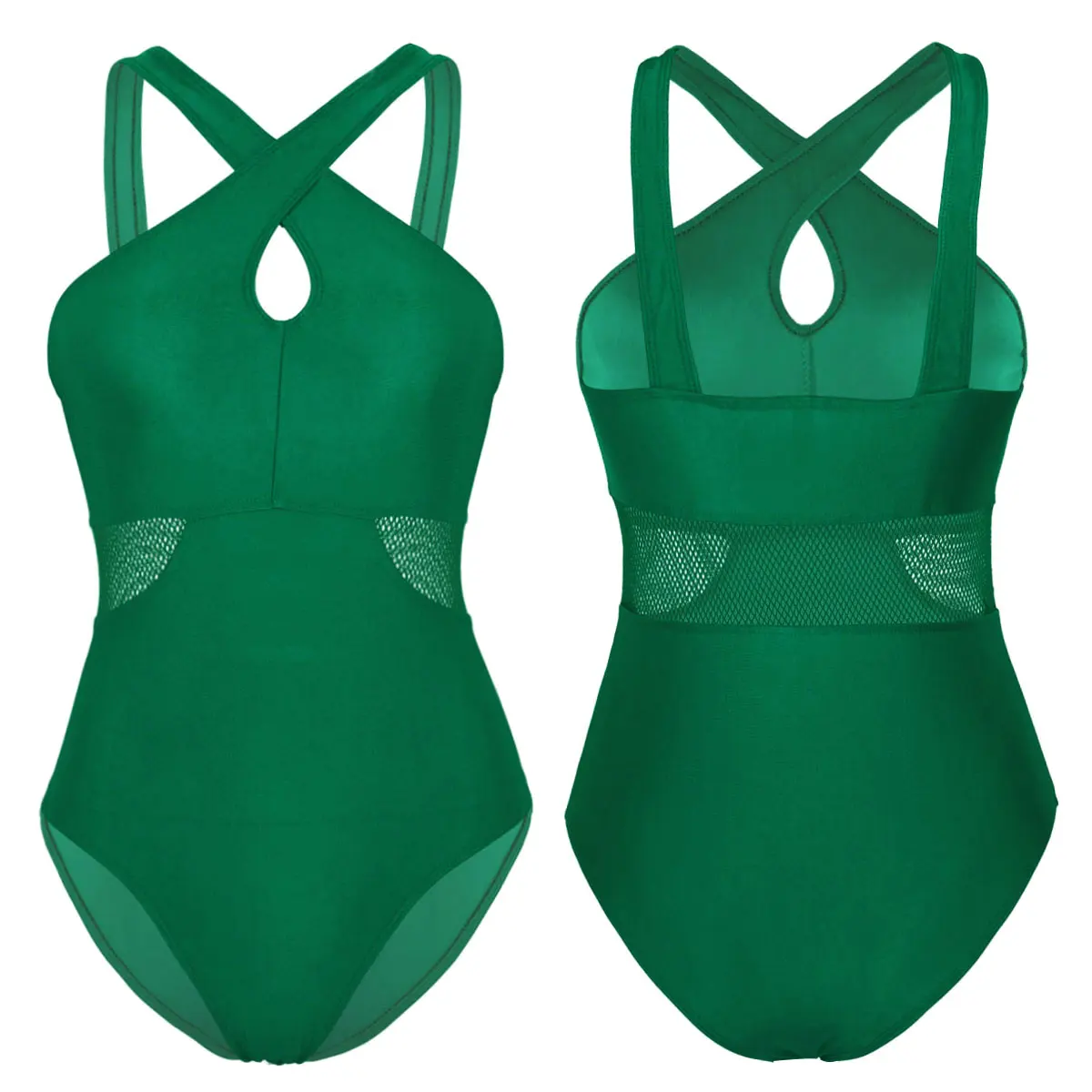 Women Ladies Ballet Dance Tutu Dress Gymnastics Leotard Bodysuit Perspective Mesh Ballerina Stage Dance Costumes Gym Swimsuit