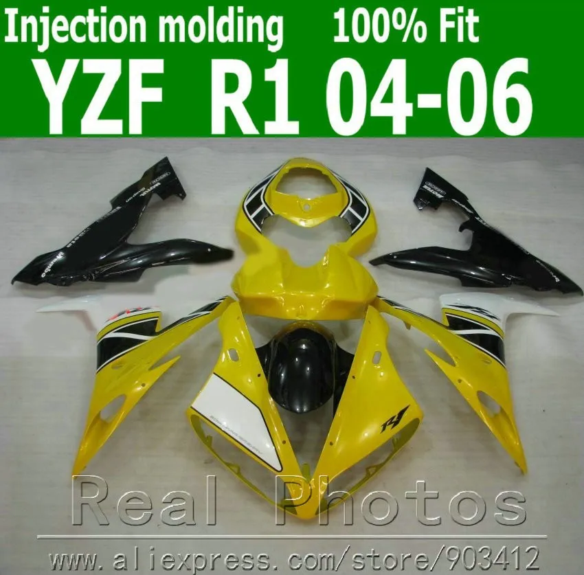 Комплект обтекателей под давлением для кузова YAMAHA R1 2004 2005 2006 Белый Синий Черный