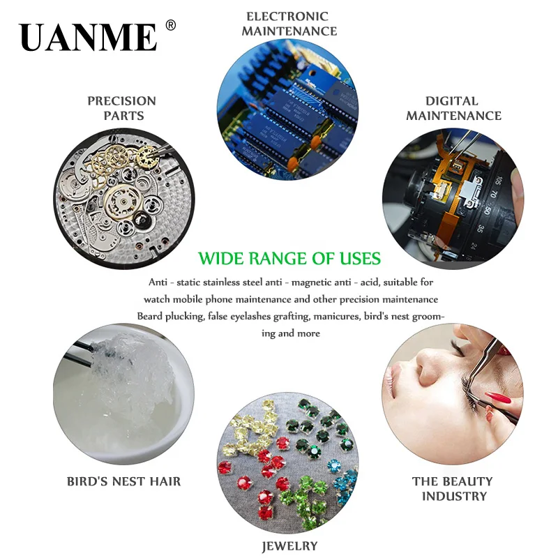 Щипцы для наращивания ресниц UANME 100% из нержавеющей стали антистатические