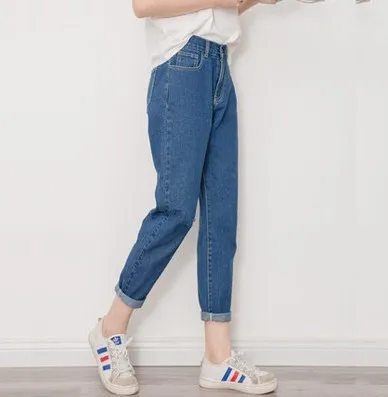 Dark Blue Джинсы бойфренда женские модные синие Черные белые джинсы женские джинсовые шаровары повседневные брюки джинсы женские брюки свободные джинсы - Цвет: Dark Blue