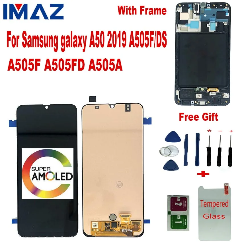 IMAZ оригинальный AMOLED для Samsung galaxy A50 2019 A505F/DS A505F A505FD A505A сенсорный экран дигитайзер в