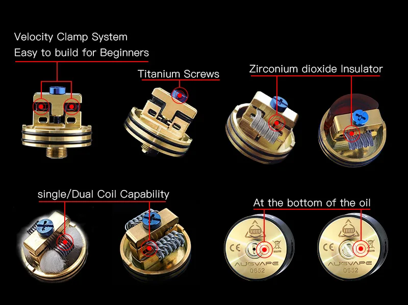 Augvape темплар RDA распылитель 24 мм ПК верхняя крышка электронная сигарета Vape вкус