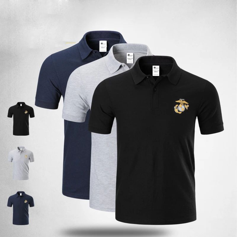 Мужская тактическая рубашка поло хлопковая дышащая с короткими рукавами в стиле