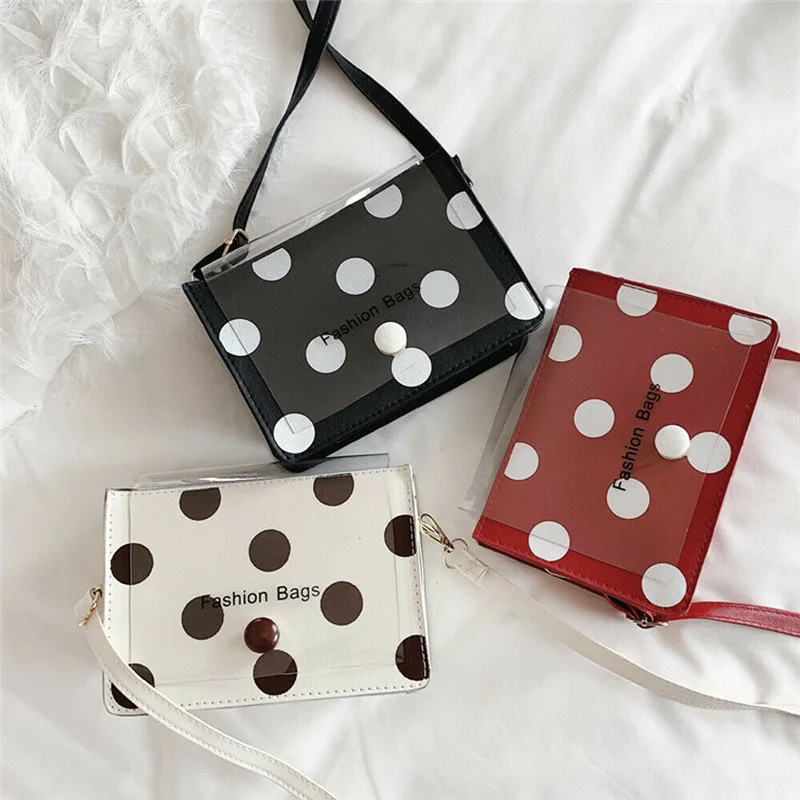 Женская кожаная сумка через плечо в горошек мессенджер кошелек|Сумки с ручками| |