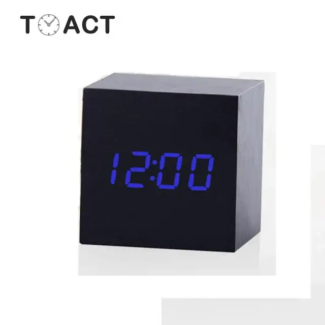 Деревянные электронные настольные светодиодный сы Cube светодиодные цифровые