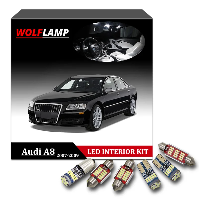 Wolflamp 17 шт. белые ледяные синие лампы для автомобиля s 2007 2009 Audi A8 S8 D3 светильник свет