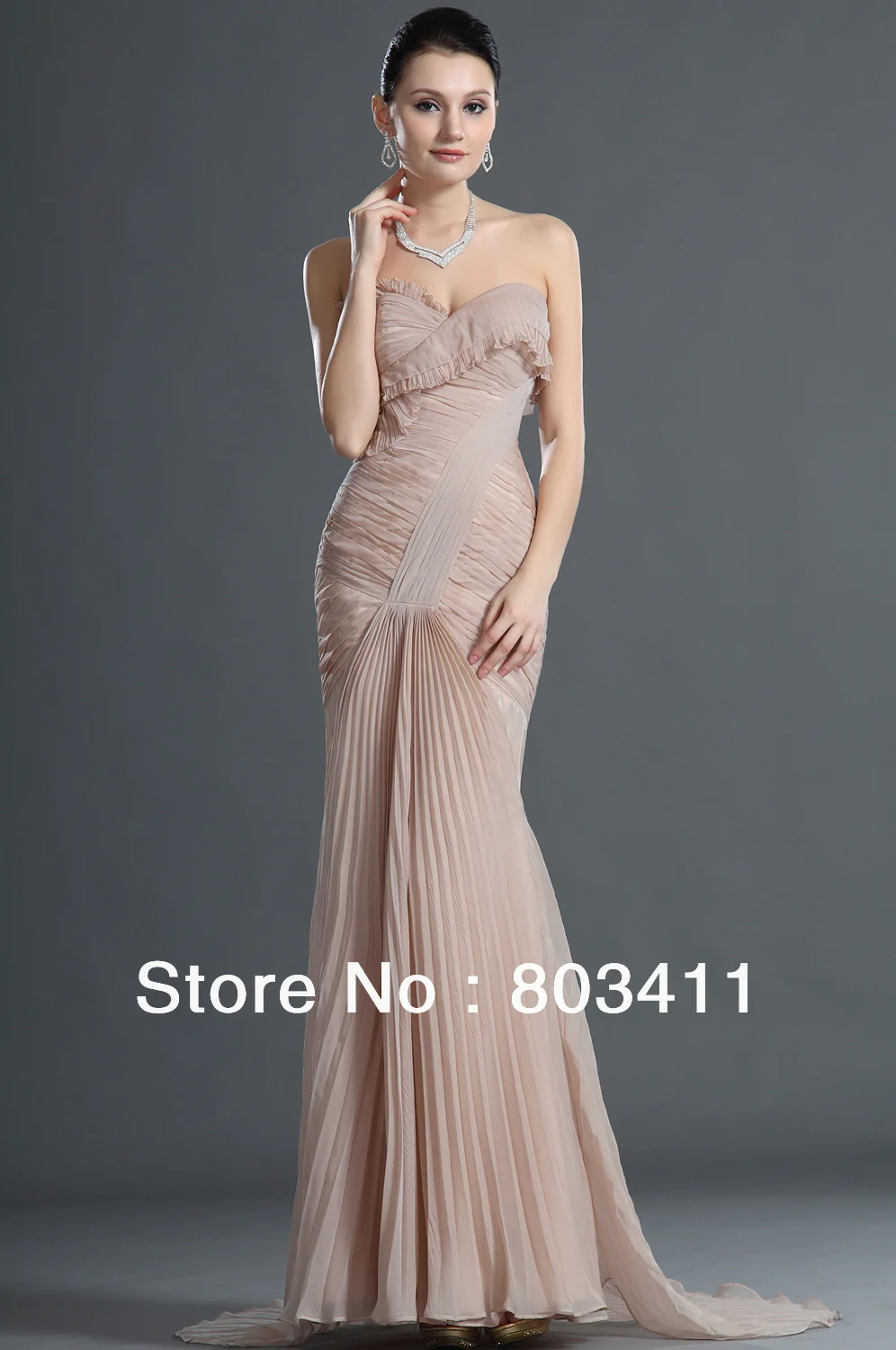 

Fashionable Mermaid Formal Gown Court Train Pleated Chiffon Evening Dress