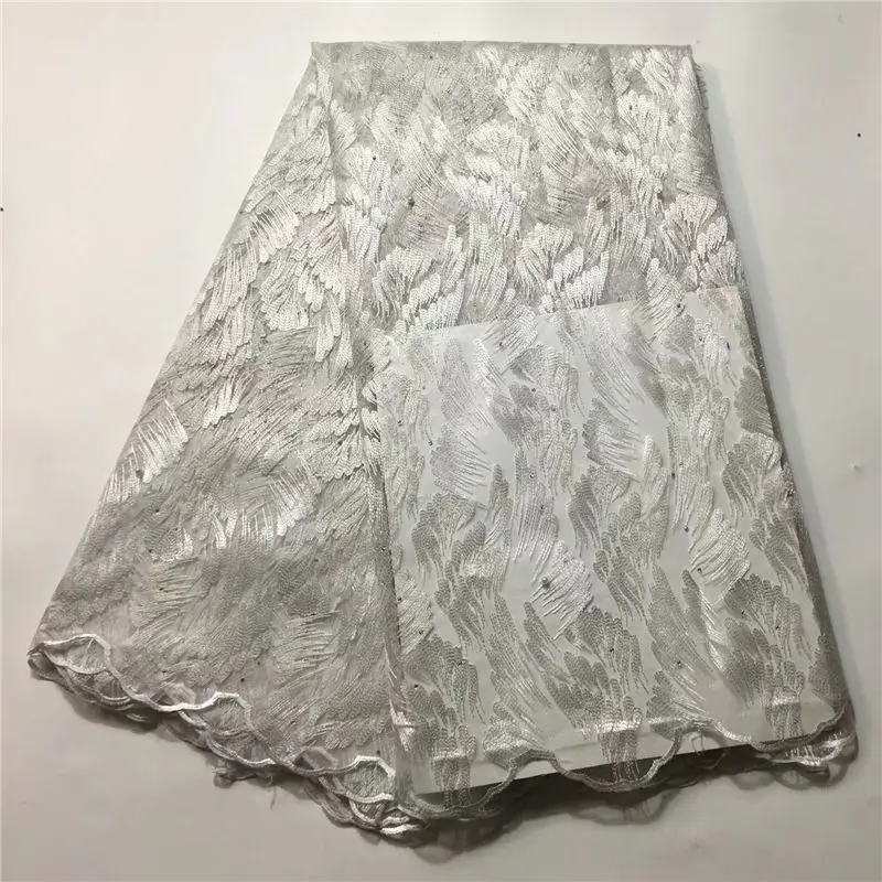 2018 African Cord Lace High Quality French Fabric With Beads Purple For Nigerian Wedding Dress | Дом и сад