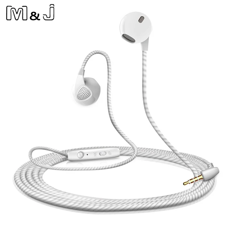 M& J наушники для iPhone 6 6 S 5 телефон наушники с микрофоном 3,5 мм Jack Bass гарнитура для Iphone Apple Sumsang спортивные наушники