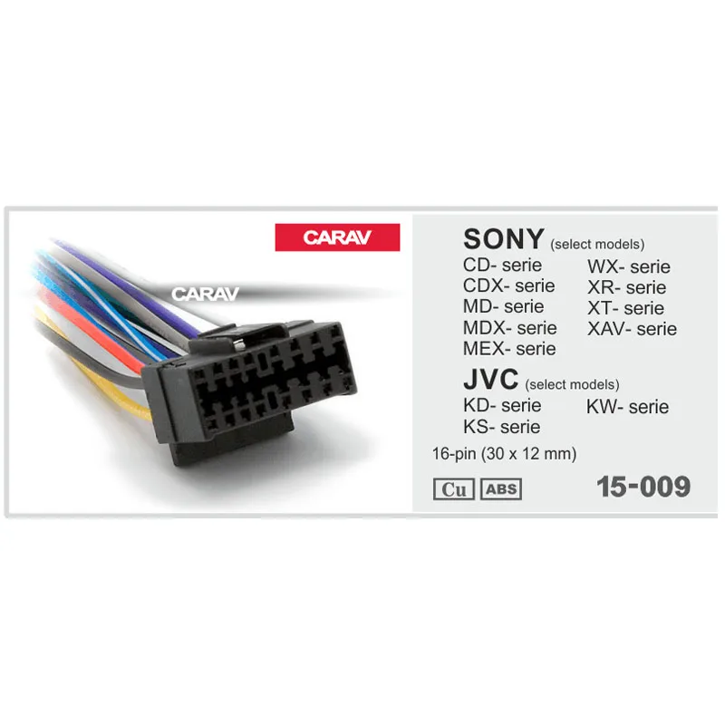 Carav 15-009 автомобильный iso-жгут головной кабель для SONY для JVC стерео адаптер радиопроводки разъем кабеля