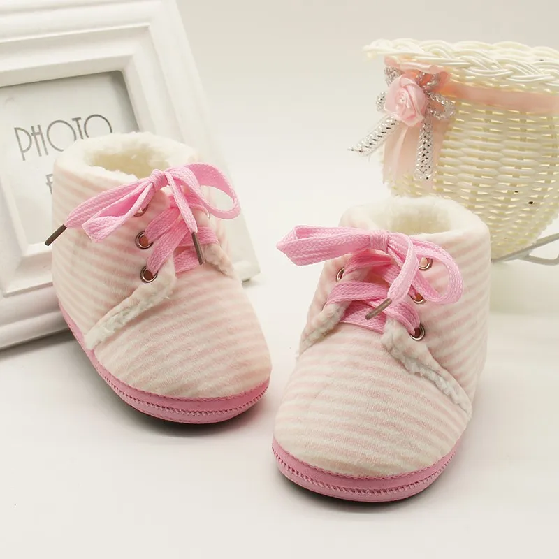 Autumn Winter Non-slip Baby Striped Shoes Warm Boys Girls Lovely First Walkers Unisex Fashion Kids New Arrival |