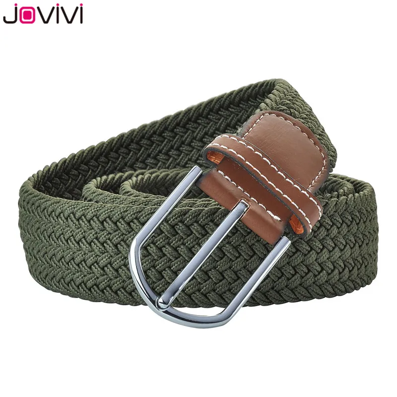 Jovivi последний стиль 1 шт. повседневные мужские и женские тканевые Плетеный растягивающийся ремень с пряжкой эластичный пояс для гольфа подарок на день рождения
