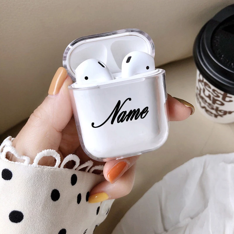 Для airpod чехол на заказ с именем и узором Прозрачный жесткий пластиковый милый чехол для Air Pods DIY Индивидуальные буквы и узоры