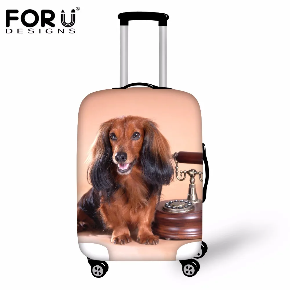 FORUDESIGNS/брендовый защитный чехол для багажа с 3D принтом таксы, собаки, дорожный костюм, чехол, эластичный дождевик для 18-30 дюймов, чехол на колесиках
